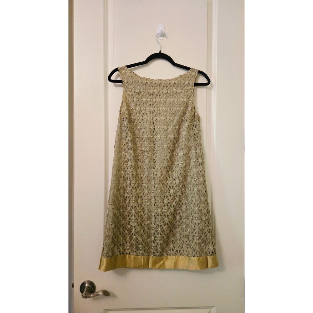 NetWork Limited Champagne Gold Embroidered Lace Cocktail Dress EU 36 US 4